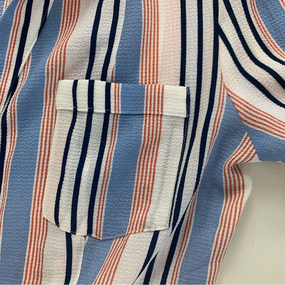 Urban Girl Women’s Belted Cargo Shirt Dress Tunic Mini Tie Waist Stripe Small - Picture 7 of 16